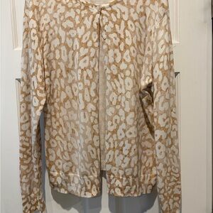 Ann Taylor Beige and White Leopard Cardigan